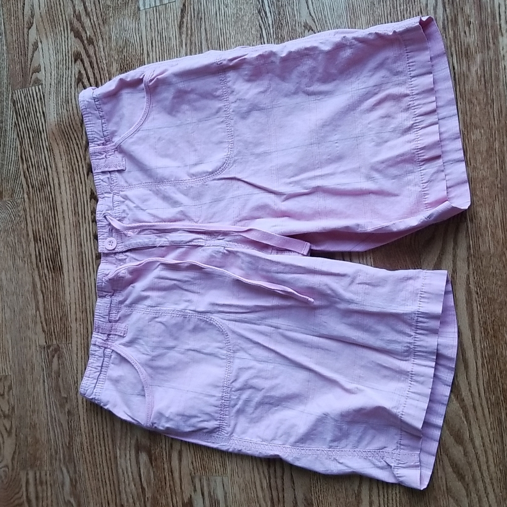 (16) Faded Glory Cotton Blend Light Plaid Shorts Pastel Casual Farmhouse